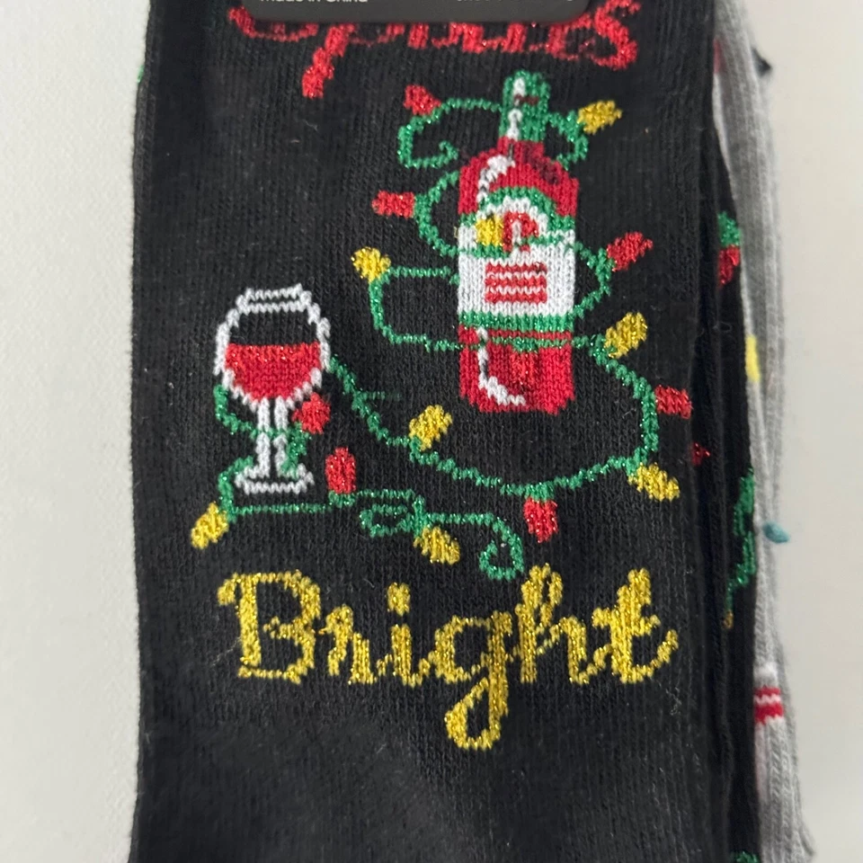 Davco Mujer 2 Pares Navidad Calcetín Set Zapato Talla 4-10 Vino Kitschy Foto 3 de 4