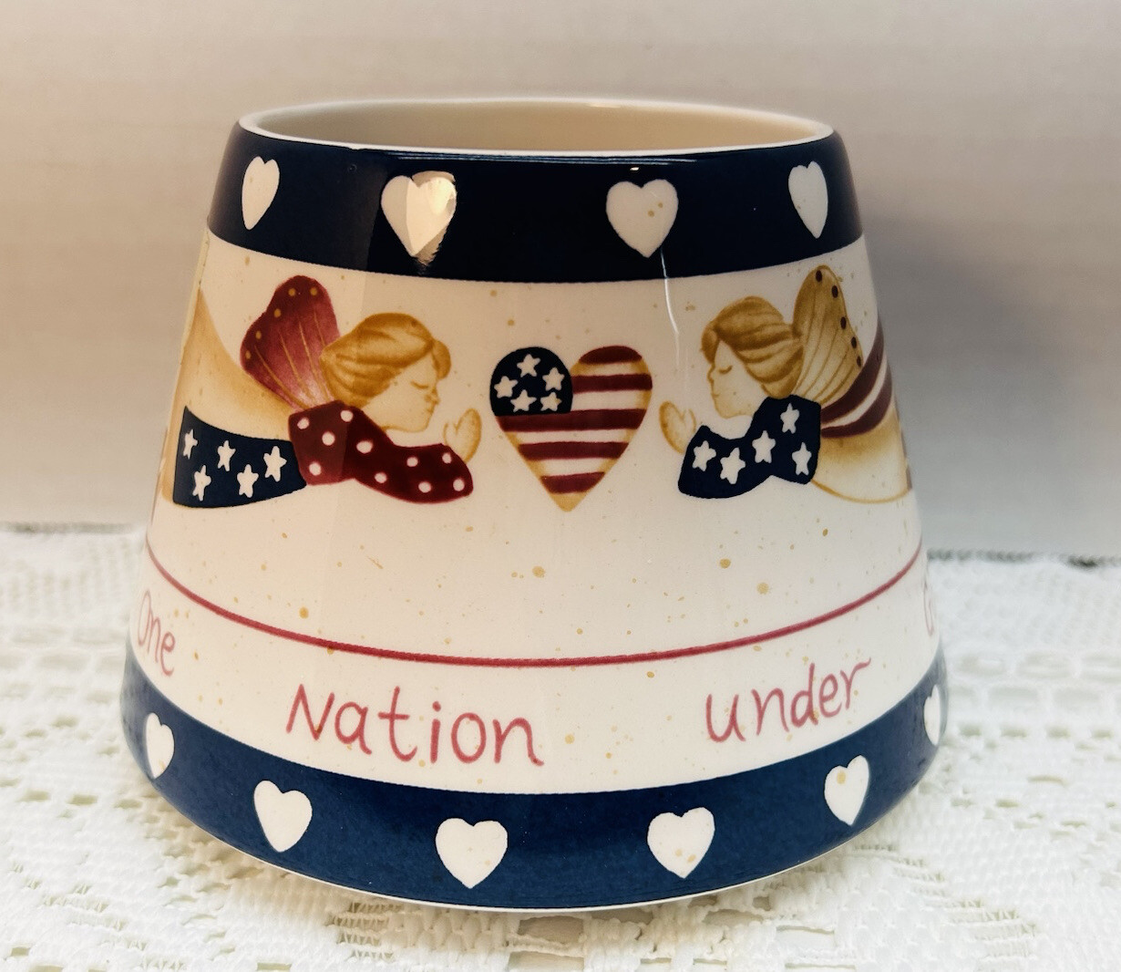 Home Interiors Patriotic American USA Flag Heart Jar Candle Shade