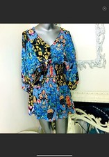 Zara Blue Black Floral Romper