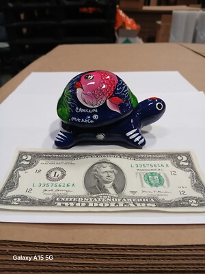Handmade/ Painted Lorenzo Santos Felipe Mexican Folk Art  Turtle Trinket...