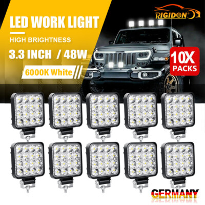 10X 3.3 Zoll 48W LED Arbeitsscheinwerfer Lightbar Lichtbalken Offroad 12V 24V