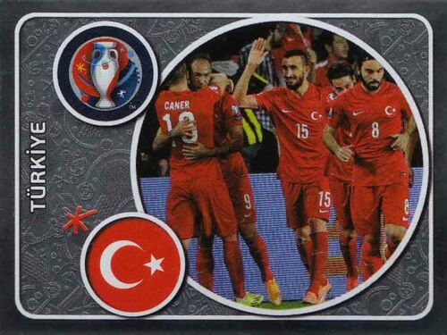 Adesivo Panini calcio Europei 2016 n. 349: squadra TUR Türkiye glitter immagine NUOVO - Foto 1 di 2