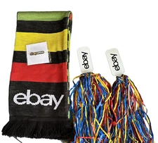 Ebay Open 2023 Ruffneck Winter Scarf 64x8" Pin Pom Pom Set Swag Lot eBayana NEW