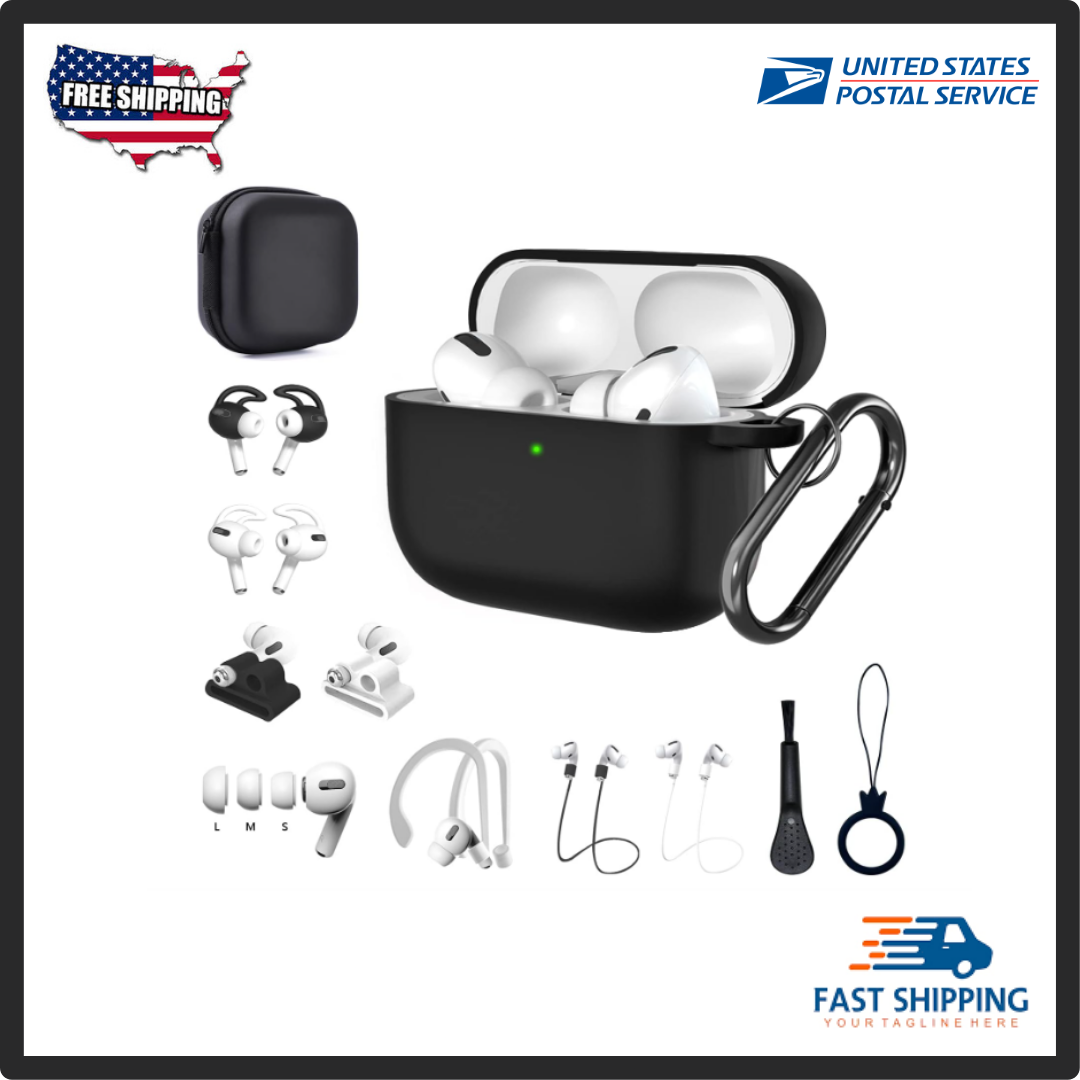 Airpods Pro Case, 15 in 1 Airpod pro Accessories Set Kit, Silicone Anti-Lost ...-image