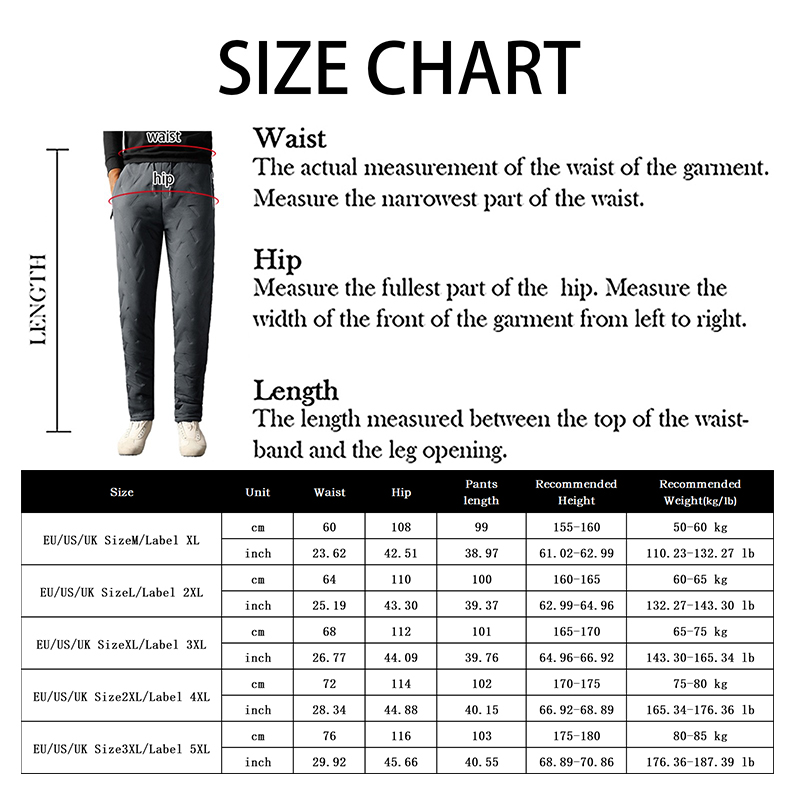Men Fleece Lined Winter Waterproof Thermal Trousers Joggers Warm