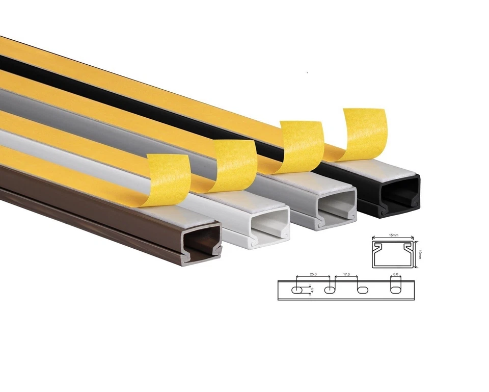 10 Meter -Kabelkanal 15 x 10 x 1000 mm SELBSTKLEBEND - verschiedene Farben - Bild 1 von 1