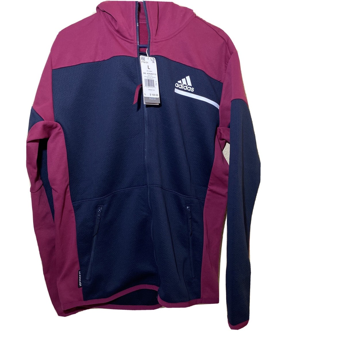 Adidas ZNE Berry Ink Full Zip Hoodie Size L FT6131 ZNE original Workout  Jacket