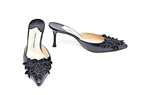 Heel Mules with Floral Applique 