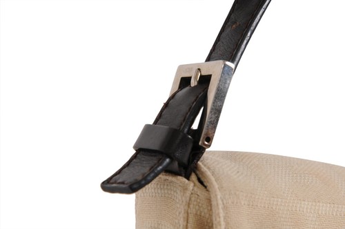 Fendi FF Logo Vintage Zucca Baguette Flap Shoulder Bag Tan Brown Leather Strap - Picture 4 of 20