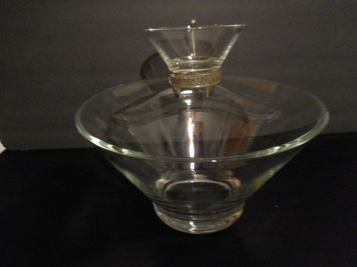 Juego Chip and Dip Vintage Años 50 Cristal Transparente con Soporte Latón - Imagen 3 de 3
