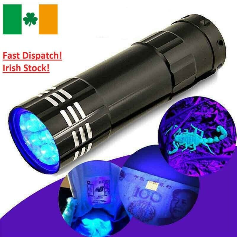 9 LED Torch UV Light Ultra Violet Blacklight LEDS Pocket Flashlight Mini Torch