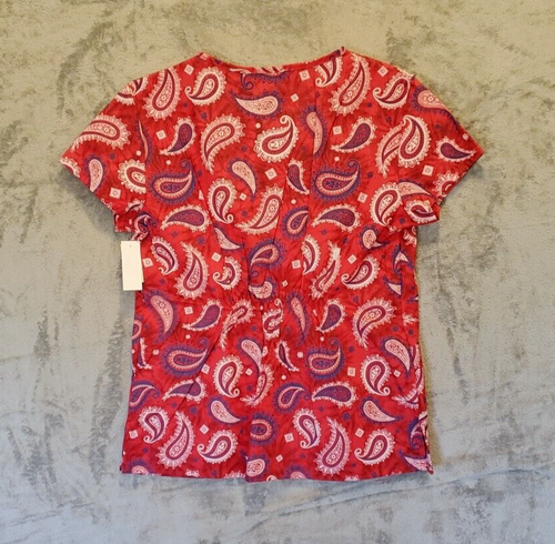 B Scrubs Medical Nursing Scrub Top Womens Tag Size XL Red Short Sleeve Pullover - Picture 2 of 14