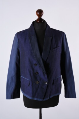Kenzo Defile Short Linen Double-Breasted Blazer Jacket Size L / EU 42