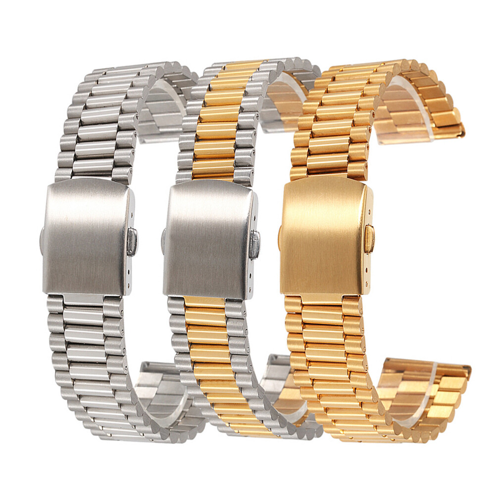 Rounded Bracelet Langley Stainless Watch Unisex Silver/Gold H. Links Steel 12mm - vintagewatches.pk