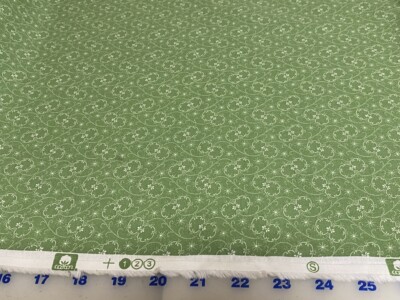 Classic Florals Lime Green & Ivory Calico cotton Studio Fabric per yd 44''