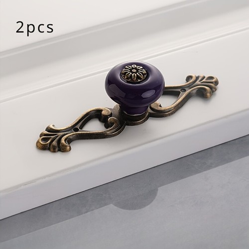 2PCS Ceramica Lega Maniglia Manopole Singolo Foro Cassetto Armadi Rétro Decor - Foto 8 di 12