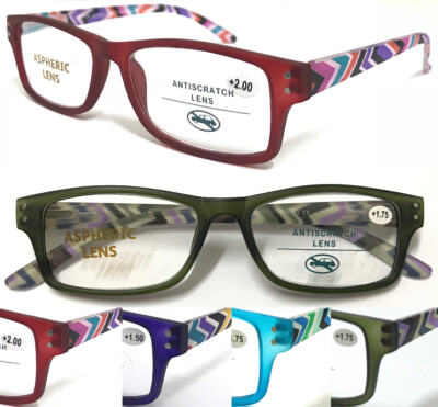 Klassische rechteckige Lesebrille stilvolles Zickzackmuster Federscharnier Arme R883