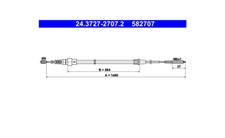 ATE 24.3727-2707.2Seilzug Feststellbremse für SEAT Arosa (6H1) VW Lupo I 1.4 1.6