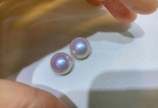 gorgeous pair of 10-11mm south sea round white pearl half drill