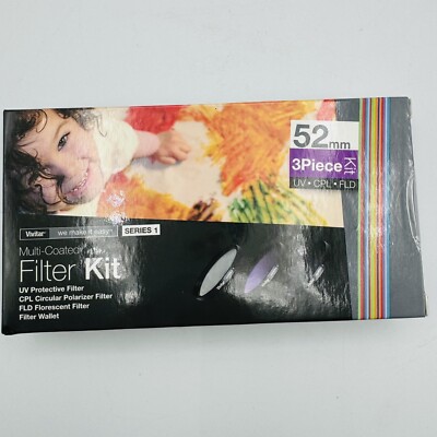 Vivitar 52mm Multi Coated Filter Kit 3 Piece UV CPL FLD VIV-FK3 New Sealed