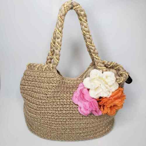 The Sak Bamboo Blend Knitted Floral Deco Handbag Purse - Picture 1 of 10