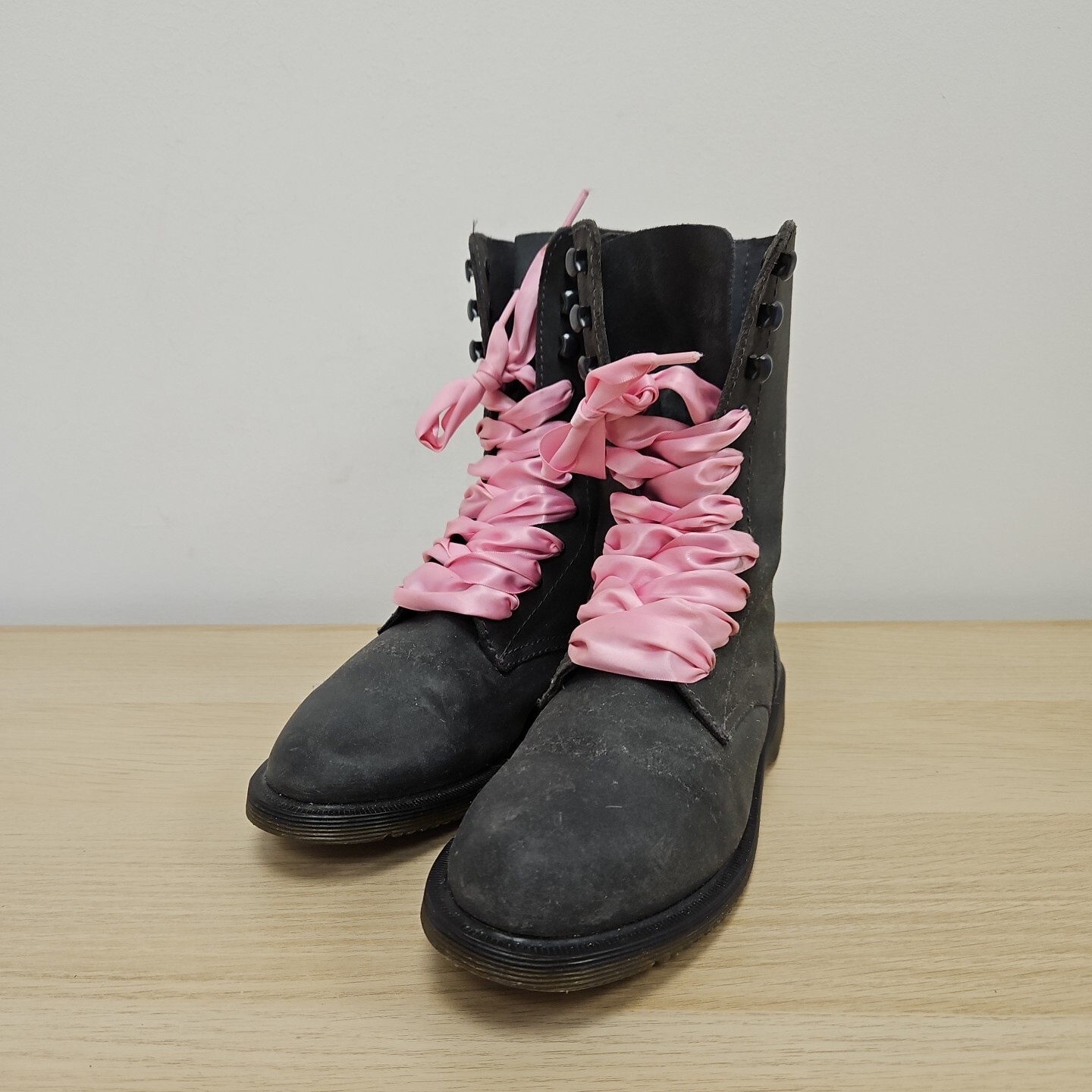 Dr Martens 1490 Carli High Ankle Grey Nubuck Leather Grunge Punk Boots Uk 5 Rare image 2