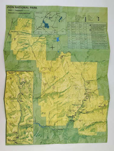 1982 Zion National Park Utah Vintage Official Travel Guide Map Hiking Brochure