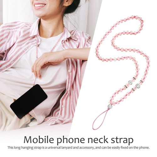 2 Pcs Langes Seil Rosa Perle Weißes Perlenbesetztes Handy-Schlüsselband - Zdjęcie 10 z 11