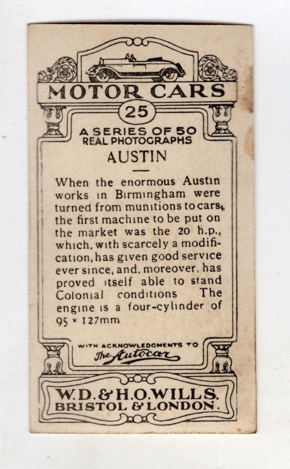 Wills New Zealand Motor Cars 1923 25 Austin eBay