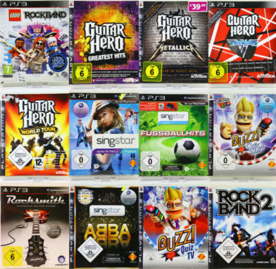 Sony PS3 Playstation 3 Guitar Hero Rockband Singstar BUZZ Spiele zum Auswählen