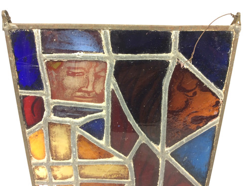 Stained Glass Multicolor Design Face Lion Knight Suncatcher Window Hanger Mosaic
