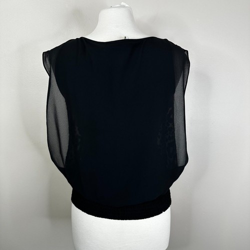 NEW Cache Blouse Size Small Leopard Animal Print Burnout Sleeveless Beaded Shirt - Picture 3 of 11
