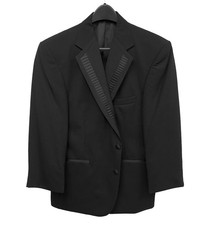 Boys Oscar de la Renta Velocity Black Tuxedo Jacket Satin Pleated Lapels Size 10