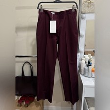 ZARA Burgundy Flat Front Straight Dress Pants Zip Solid Women's Size M