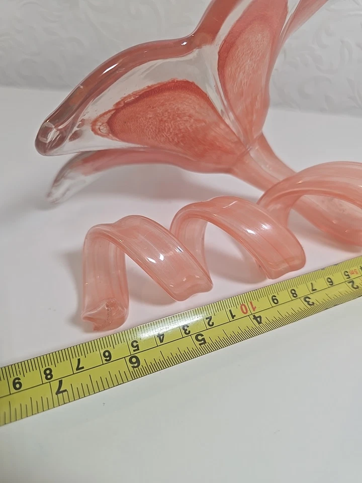 Vintage Art Murano Style Curly Stem Glass Flower Large Hand Blown  - Image 3 of 4
