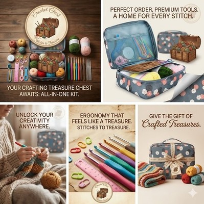 58 Pcs Crochet Kit for Beginners Adults Include DYI Yarn Starter Kits-Flowers