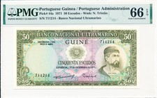 Banco Nacional Ultramarino Portuguese Guinea 50 Escudos 1971  PMG  66EPQ