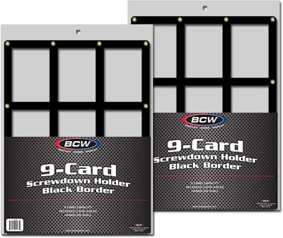 X2 BCW 9 Cards Screwdown Display Holders Black Border Hold Regular Size Cards