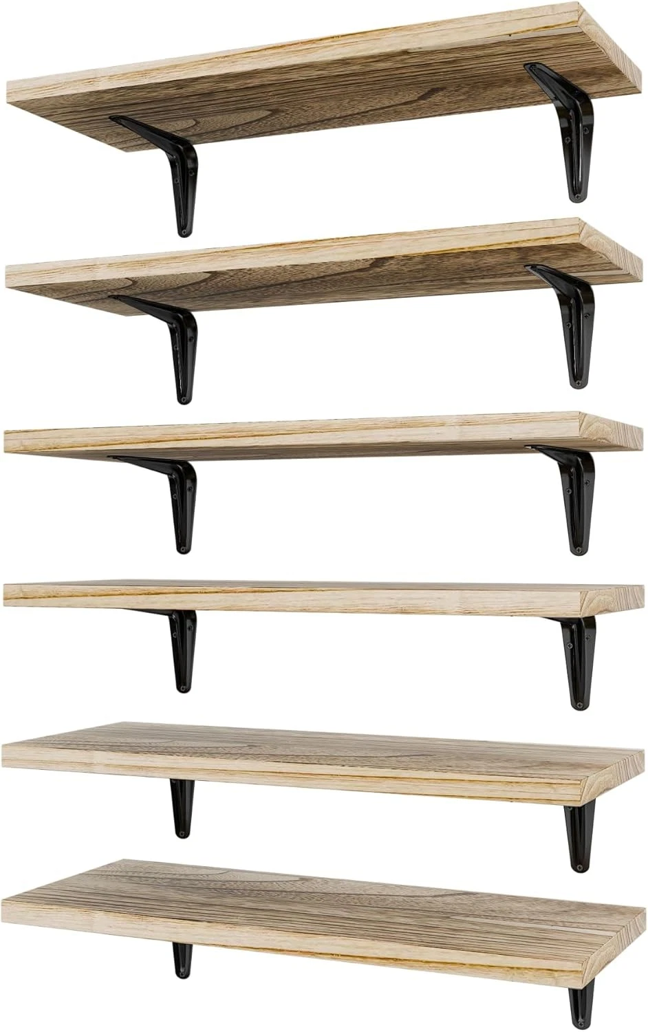 Floating Shelves Wall Set of 6 15.7in Wood Wall Shelf Decor Bathroom Bedroom