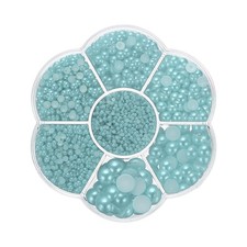 5645Pcs Pearls Beads for Crafting, 7 Sizes Beads, Light Blue
