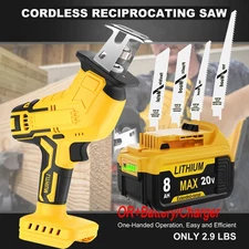 For Dewalt 20V Battery Cordless Electric Reciprocating Saw Cutting w/4x Blades