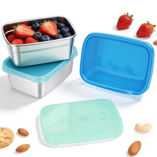 3Pack Stainless Steel Snack Containers for Kids  Toddlers 550ml 18oz Leakpr...