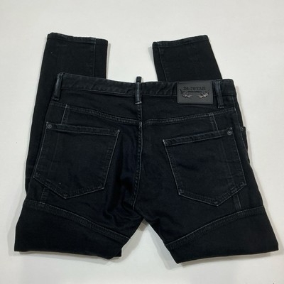 DSQUARED2 24-7 Star Black Jeans Street Biker Button Fly Italy Rock Sz 48 32/27