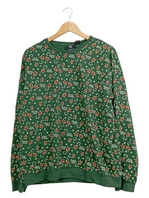 SU Straight Up Weihnachtspullover Lebkuchenmännchen Grün Gr. XL
