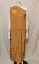 Vintage Multipli X Gianni Versace Brown Silk One Shoulder Dress XL