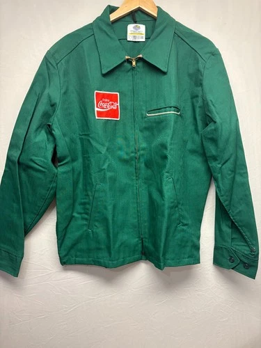 Riverside Coca-Cola Full Zip Jacket Mens Green Enjoy Coke Work Wear Vintage