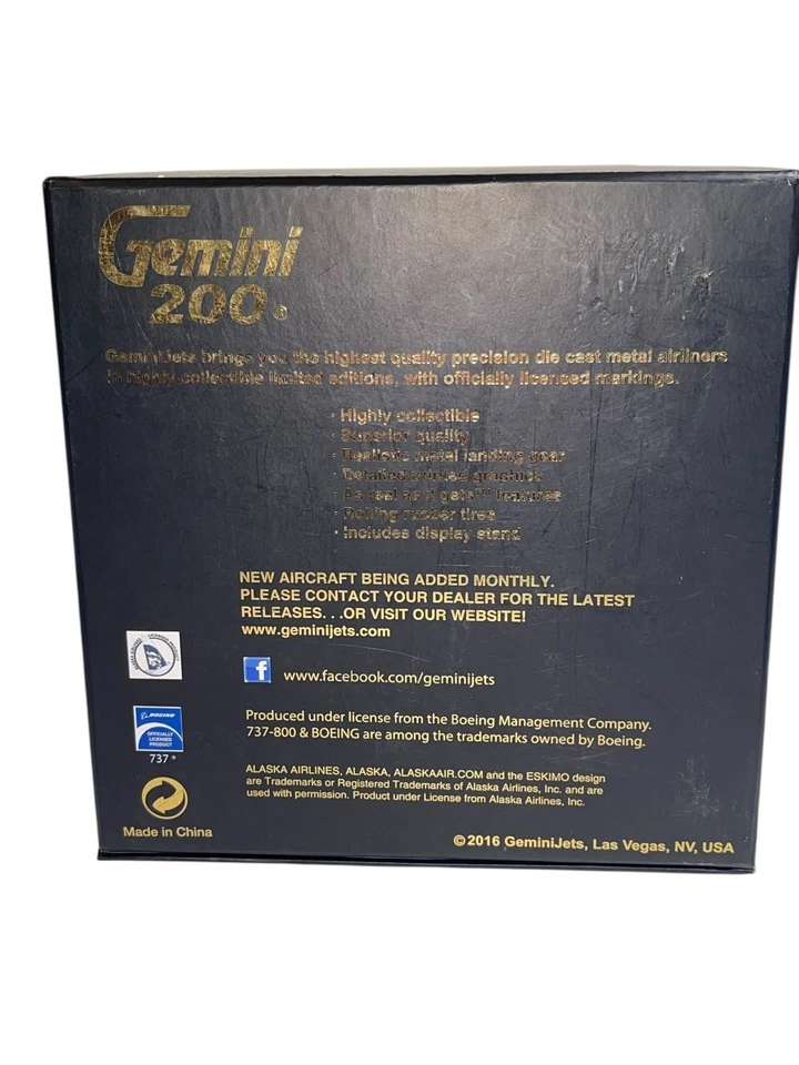 Gemini Jets 1:200 1/200 Alaska Airlines Boeing 737-800 N563AS No G2ASA594 NEW - Image 3 of 4