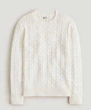 NWT J Crew Heritage 100 Cotton Cable-Knit Sweater Men s Large Ivory