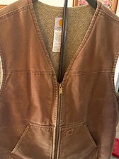 Carhartt Men's Brown Sherpa Lined Full Zip Work Vest w/Pockets Size X-Large