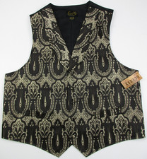 Mens Large Scully western vest damask brown beige NWT